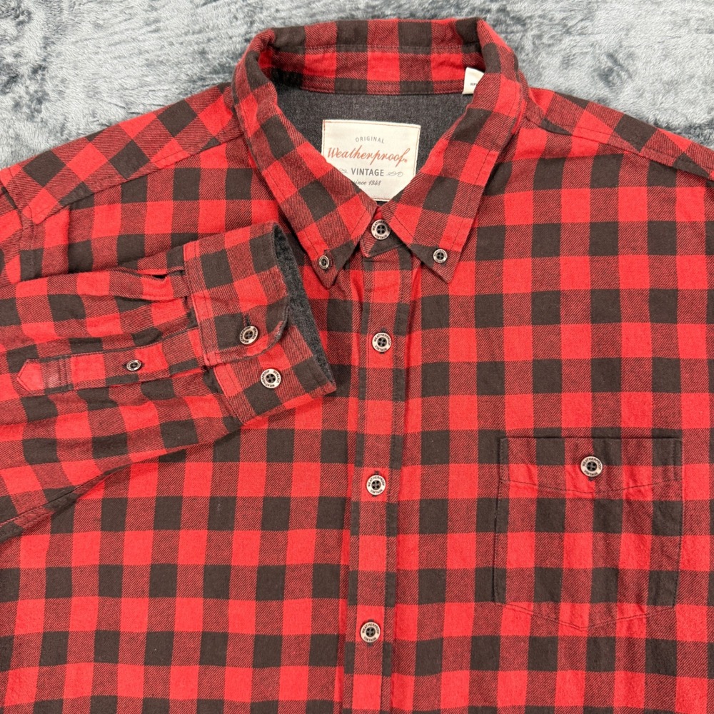 Weatherproof Vintage Button Down Mens XXL Red Black Buffalo Check WPL‎ 11590